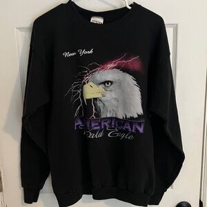 Tultex Black Bald Eagle Crewneck Sweater